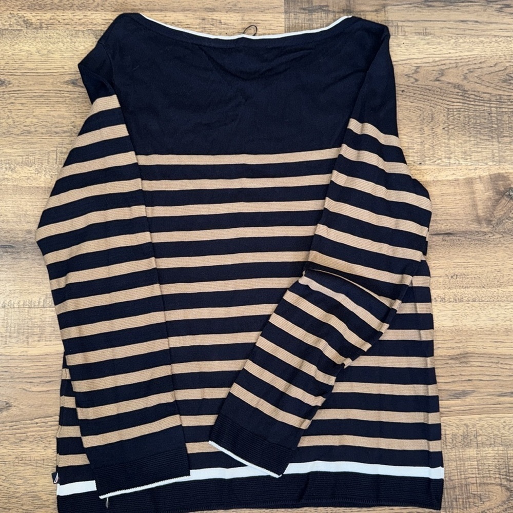 NAUTICA Navy and Beige Striped Sweater Size L/G